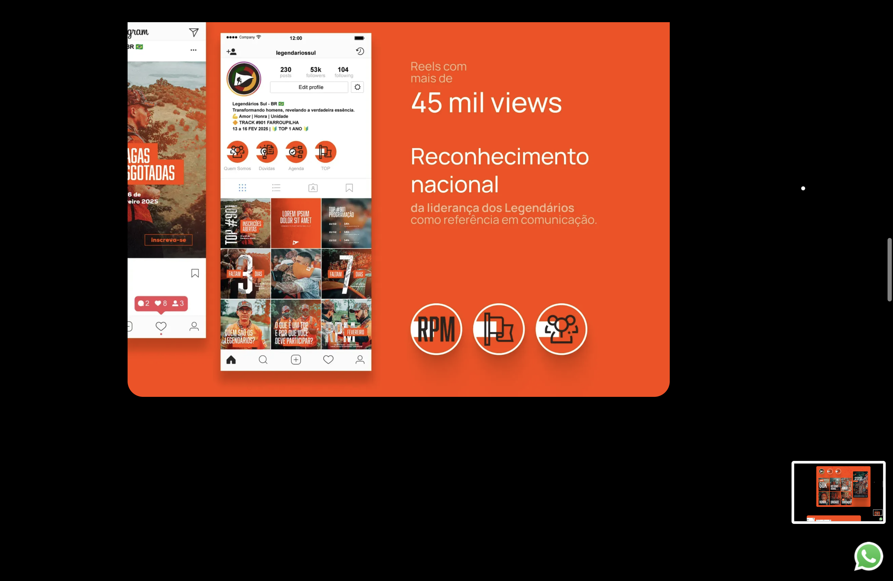 Perfil do Instagram dos Legendários Sul